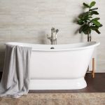 Shailee 66 Inch Cast Iron Double Slipper Pedestal Tub - White