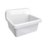 24 Inch Porcelain Wall Mount Utility Sink - White - 8 Inch Faucet Holes
