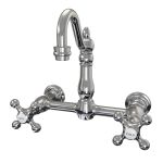 Wall Mounted Bridge Utility Faucet - Metal Cross Handles - 7 Inch Spout Reach