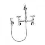 Audrey Wall Mount Kitchen Faucet - Metal Cross Handles