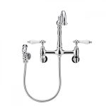 Audrey Wall Mount Kitchen Faucet - Porcelain Lever Handles