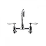 Florian Wall Mount Kitchen Faucet - Porcelain Lever Handles