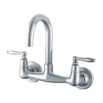 Wall Mount Gooseneck Utility Faucet - Metal Lever Handles - Brushed Nickel