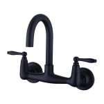 Wall Mount Gooseneck Utility Faucet - Metal Lever Handles - Matte Black
