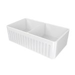 33 Inch Double Bowl Fireclay Farmhouse Sink - White