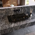 Transparent Rectangular Solid Surface Vessel Sink - Black