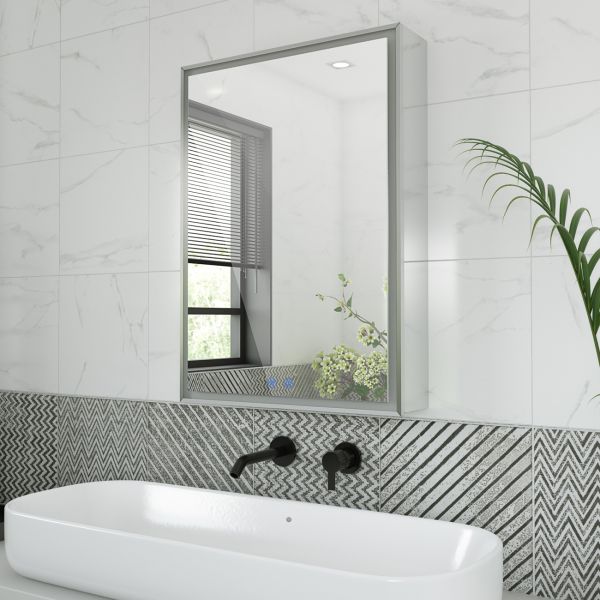 Breccan 20 x 28 Inch Single Door LED Medicine Cabinet