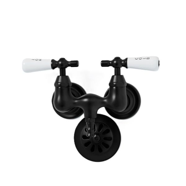 Clawfoot Tub Wall Mount Faucet - Porcelain Lever Handles