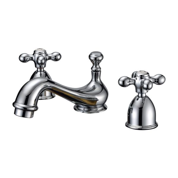 Minispread Teapot Bathroom Sink Faucet - Metal Cross Handles