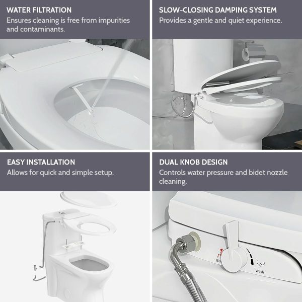 Non Electric Rear / Front Wash Bidet Toilet Seat