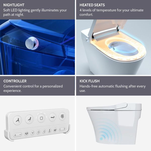 Heated Seat Smart Toilet Bidet Combo