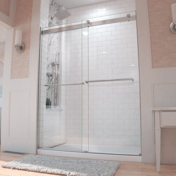 Maidstone Kent 56-60 in. W x 76 in. H Frameless Bypass Shower Door