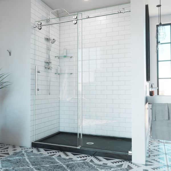 Maidstone Arlo 56-60 in. W x 76 in. H Fully Frameless Sliding Shower Door
