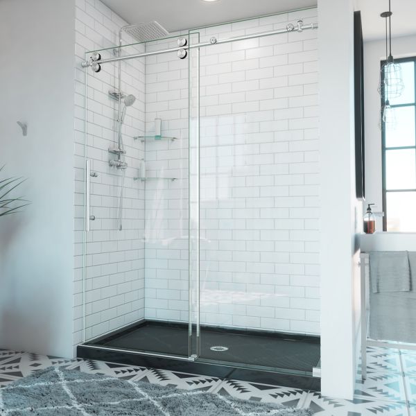 Maidstone Arlo 56-60 in. W x 76 in. H Fully Frameless Sliding Shower Door