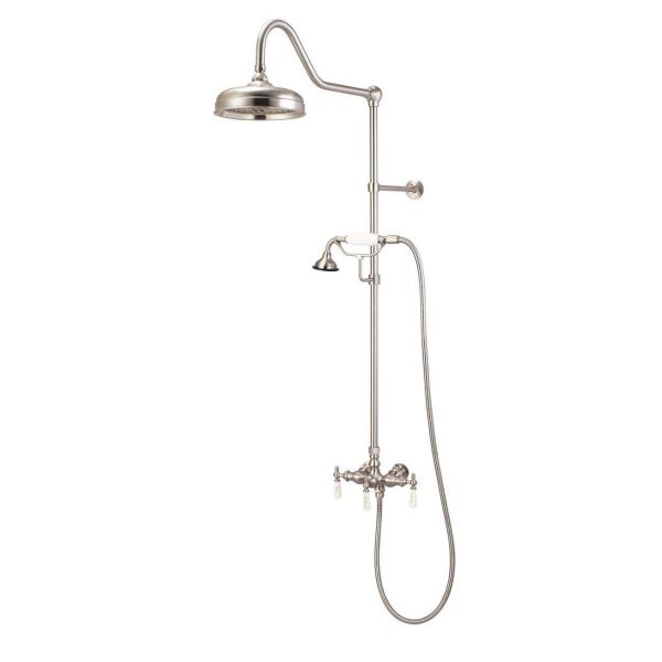Exposed Porcelain Handle Shower Set with Handshower

