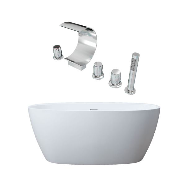 Medway Matte White Acrylic Double Ended Freestanding Tub Package