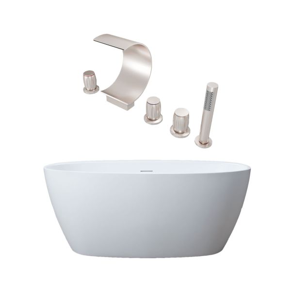Medway Matte White Acrylic Double Ended Freestanding Tub Package