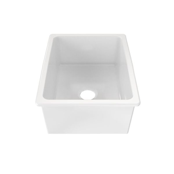 24 Inch Drop-In Fireclay Utility Sink - White