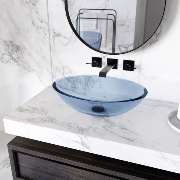 Solid Surface Oblong Vessel Sink - Blue
