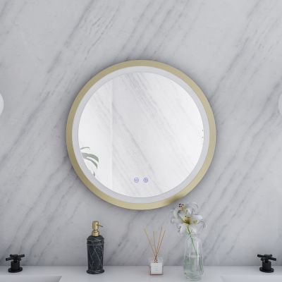Aydin 24 by 24 Inch Round Lighted Mirror with Anti-Fog