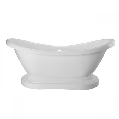 LANGDON 69 INCH ACRYLIC PEDESTAL DOUBLE SLIPPER TUB -  NO FAUCET DRILLING 