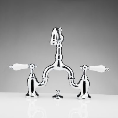 Bellmont Bridge Bathroom Sink Faucet - Porcelain Lever Handles