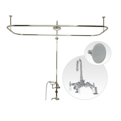 Side Deck Mount Shower Kit with Gooseneck Faucet