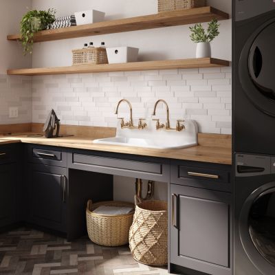 Nicholas 36 Inch Cast Iron Kitchen / Bathroom Sink 2 Pair of 8" Faucet Drillings