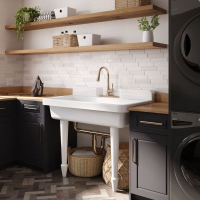 Benjamin 48 Inch Cast Iron Wall Mount Farmhouse Trough Sink