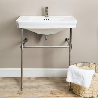 32 Inch Console Lavatory Sink - Single Hole Faucet Drilling