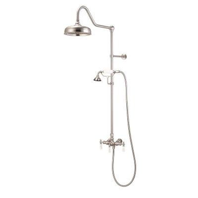 Exposed Porcelain Handle Shower Set with Handshower 