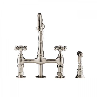 Adriana Bridge Kitchen Faucet - Metal Cross Handles