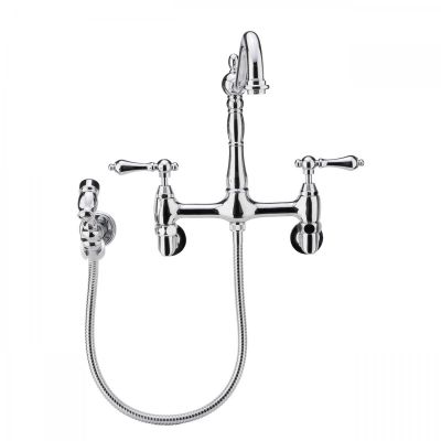 Audrey Wall Mount Kitchen Faucet - Metal Lever Handles