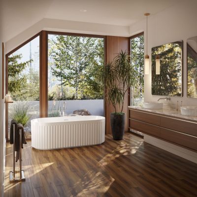 Bram Acrylic Fluted Double Ended Freestanding Tub