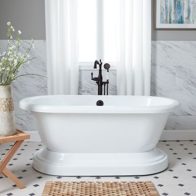 CLARIDGE ACRYLIC PEDESTAL DOUBLE ENDED TUB -  RIM FAUCET DRILLINGS 