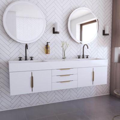 Exton 72 Inch Oak Console Floating Vanity