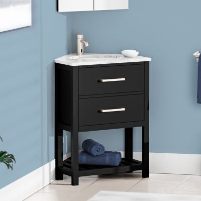 Holden 24 Inch Corner Oak Vanity