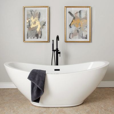 PLACID 69 INCH ACRYLIC CONTEMPORARY DOUBLE ENDED TUB -  NO FAUCET DRILLING 