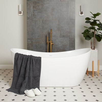 Millie Acrylic Contemporary Double Slipper Tub - No Faucet Drilling