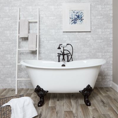 ROBENSON CAST IRON CLAWFOOT DOUBLE SLIPPER TUB